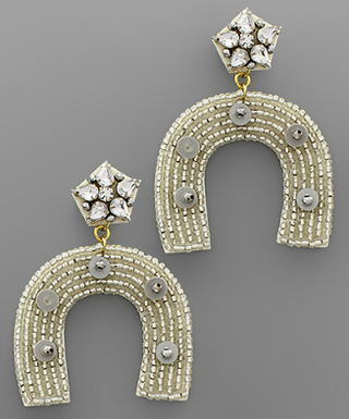 Horseshoe Bead Earring Silver