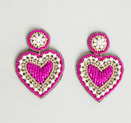 Hot Pink Heart Earring