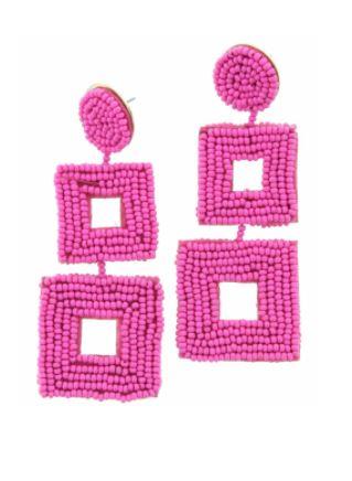 Hot Pink Squares Earring