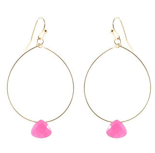 Hot Pink Teardrop Wire Earring