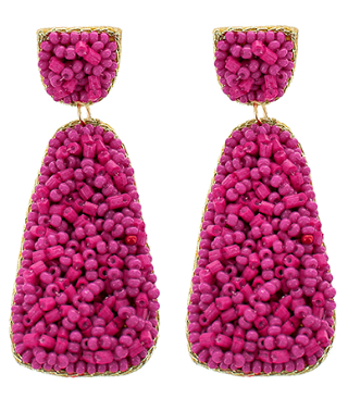 Hot Pink Trapezoid Bead Earring