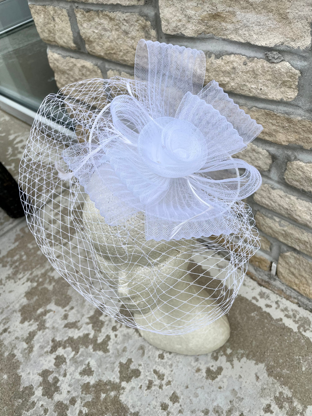 White Mesh Net Fascinator