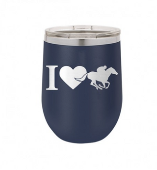 I Love Derby Navy Wine Tumbler