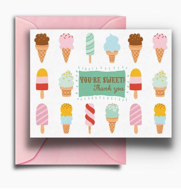 Ice Cream Thank You Notes-Box Of 8
