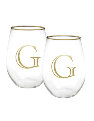 Initial Wine Glass Set (More Letters)