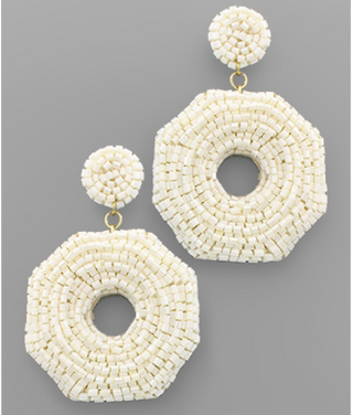 Ivory Beaded Oxtogon Earring