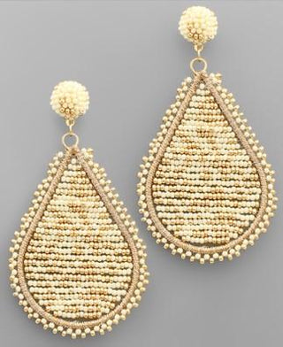 Ivory Beaded Teardrop Earring