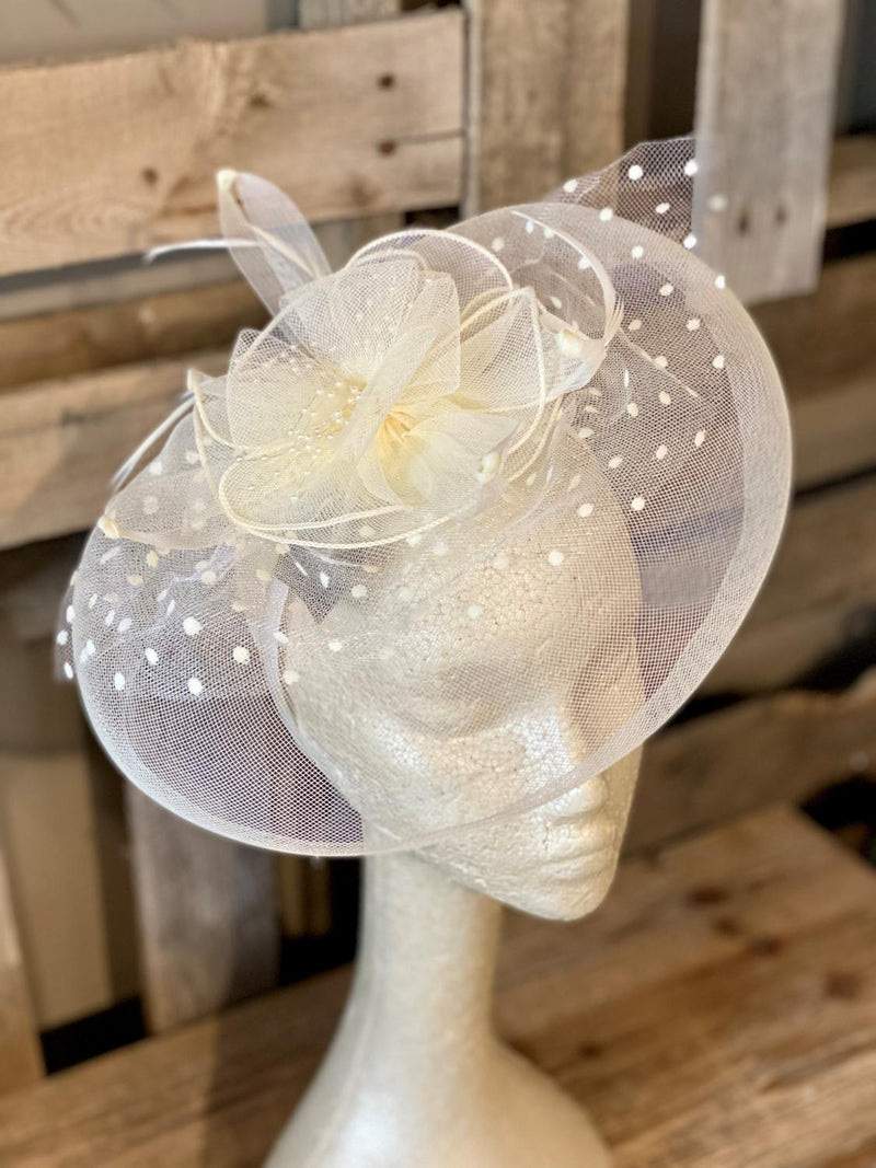 Ivory Dot Feather Fascinator