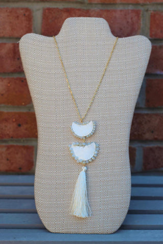 Ivory Leather Crescent Necklace
