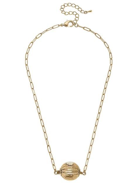 Jenna Ribbed Gold Necklace