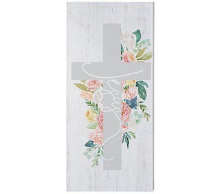 Jesus Floral Cross Block Sign