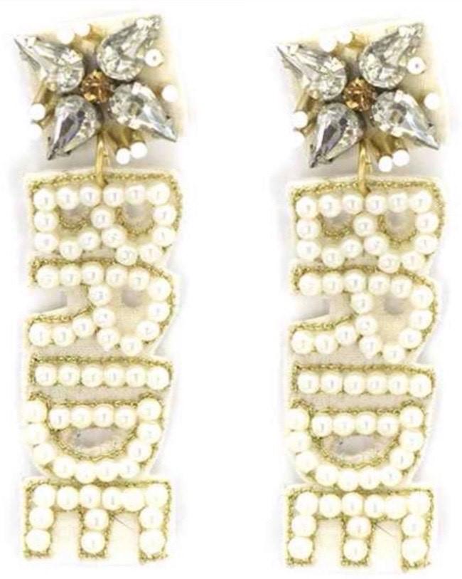 Jewel Top Bride Earring Ivory