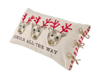 Jingle Reindeer Bell Pillow