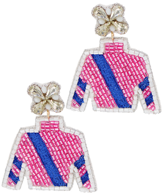 Jockey Beaded Earrings Pink/Blue