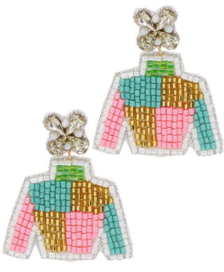 Jockey Beaded Earrings Pink/Turquoise