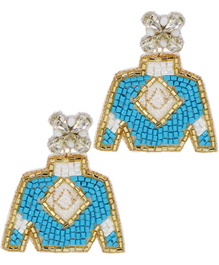 Jockey Beaded Earrings White/Blue