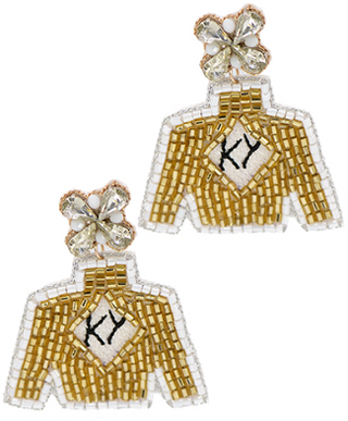 Jockey Beaded Earrings White/Gold