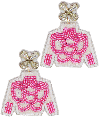 Jockey Beaded Earrings White/Pink