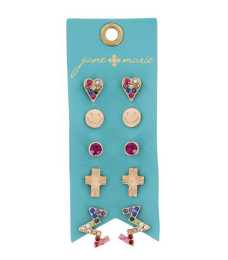 Kids Crystal Heart Earring Set