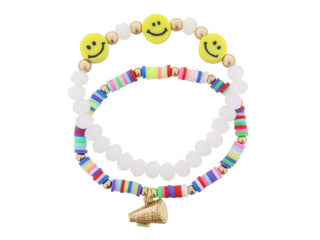 Kids Happy Face Rainbow Bracelet Set