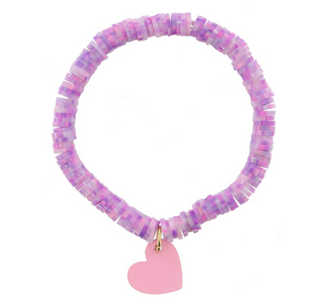 Kids Lavender & Pink Heart Bracelet