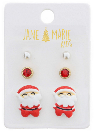 Kids Red Santa Earring Set