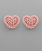 Knitted Pink Heart Stud