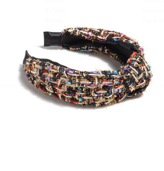Knotted Boucle Headband Black