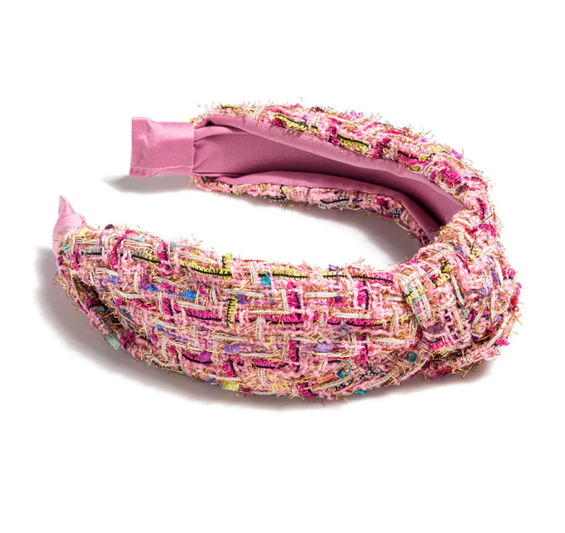 Knotted Boucle Headband Pink