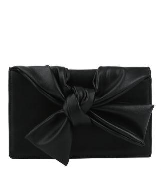 Knotted Bow Front Clutch Black