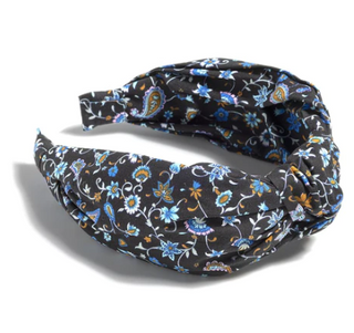 Knotted Floral Print Headband Black