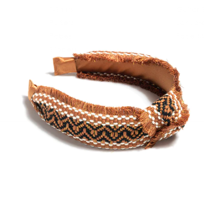 Knotted Fringe Headband Rust