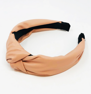 Knotted Leather Headband Blush