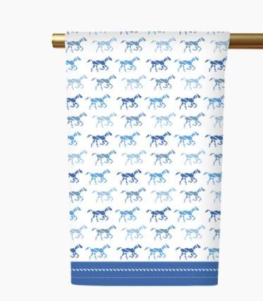 Ky Derby Horses Tea Towel Blue