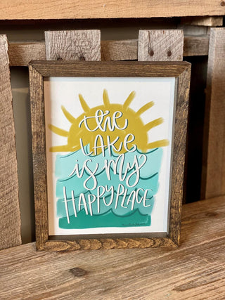 Lake Happy Place Wood Sign