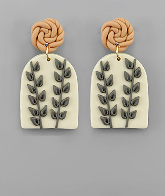 Leaf Arch Clay Earrings Ivory