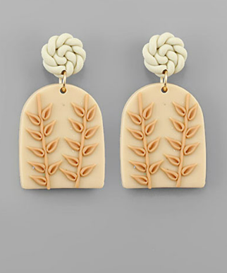 Leaf Arch Clay Earrings Ivory