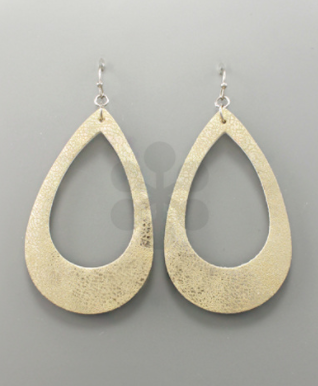 Leather C-out Teardrop Earring