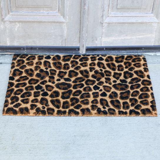 Leopard Coir Doormat Black