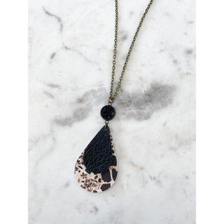 Leopard Sandy Leather Necklace