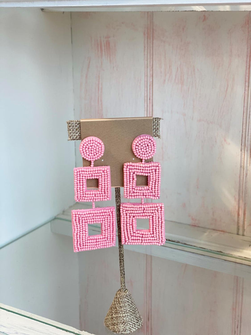 Light Pink Squares Earring