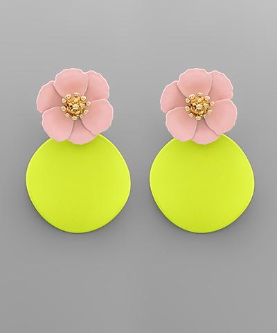 Lime Floral Earring