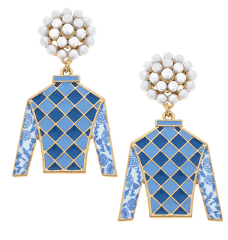 Lt Blue Pearl Jockey Earring