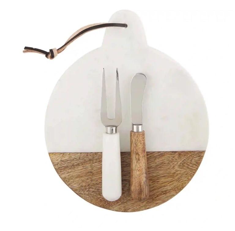 Marble Wood Cheese Set