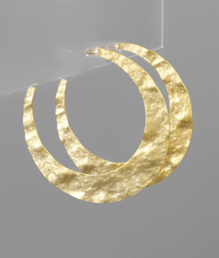 Matte Gold Hammered Flat Earring