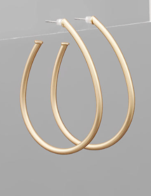 Matte Gold Teardrop Hoop