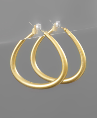 Matte Gold Wide Teardrop Hoop Earring