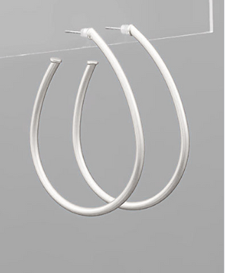 Matte Silver Teardrop Hoop