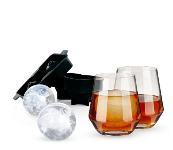 Whiskey Glass and Sphere Ice Tray Set