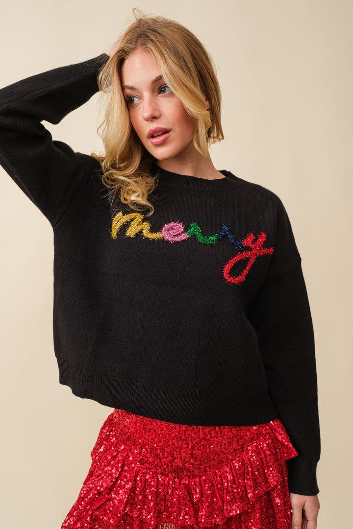 "Merry" Tinsel  Sweater